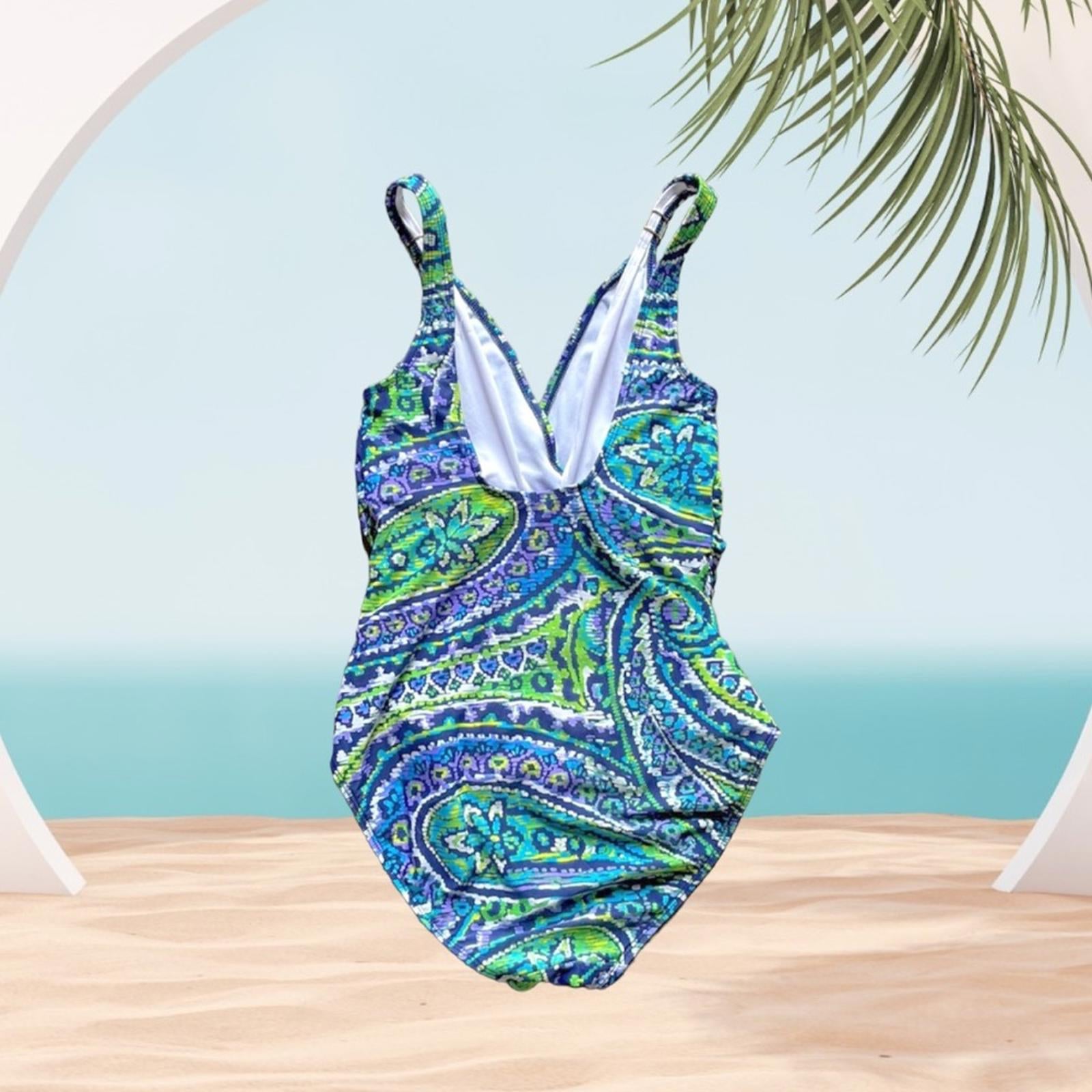 Lauren Ralph Lauren Paisley Scoop Back One Piece Swimsuit, Size 6