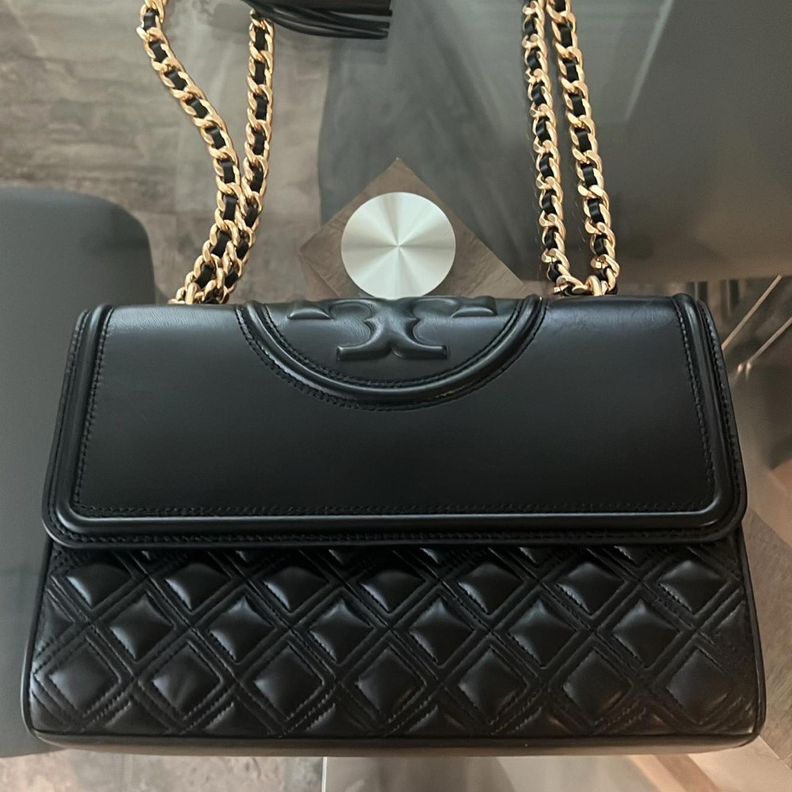 Tory Burch Fleming Convertible Shoulder Bag, Black & Gold EXCELLENT!