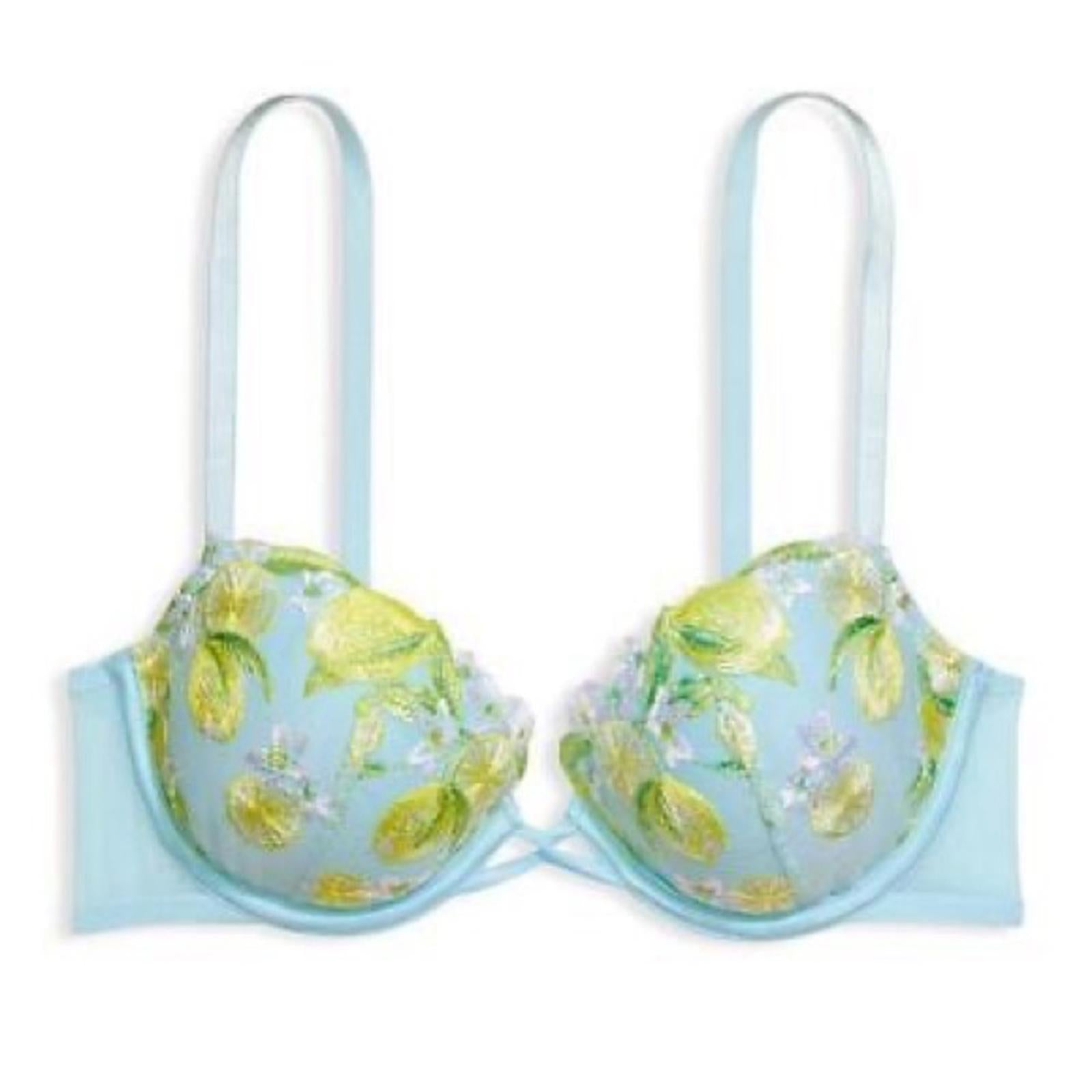 Victoria's Secret Dream Angels Lemon Embroidery Demi Bra in Blue Size 38DDD