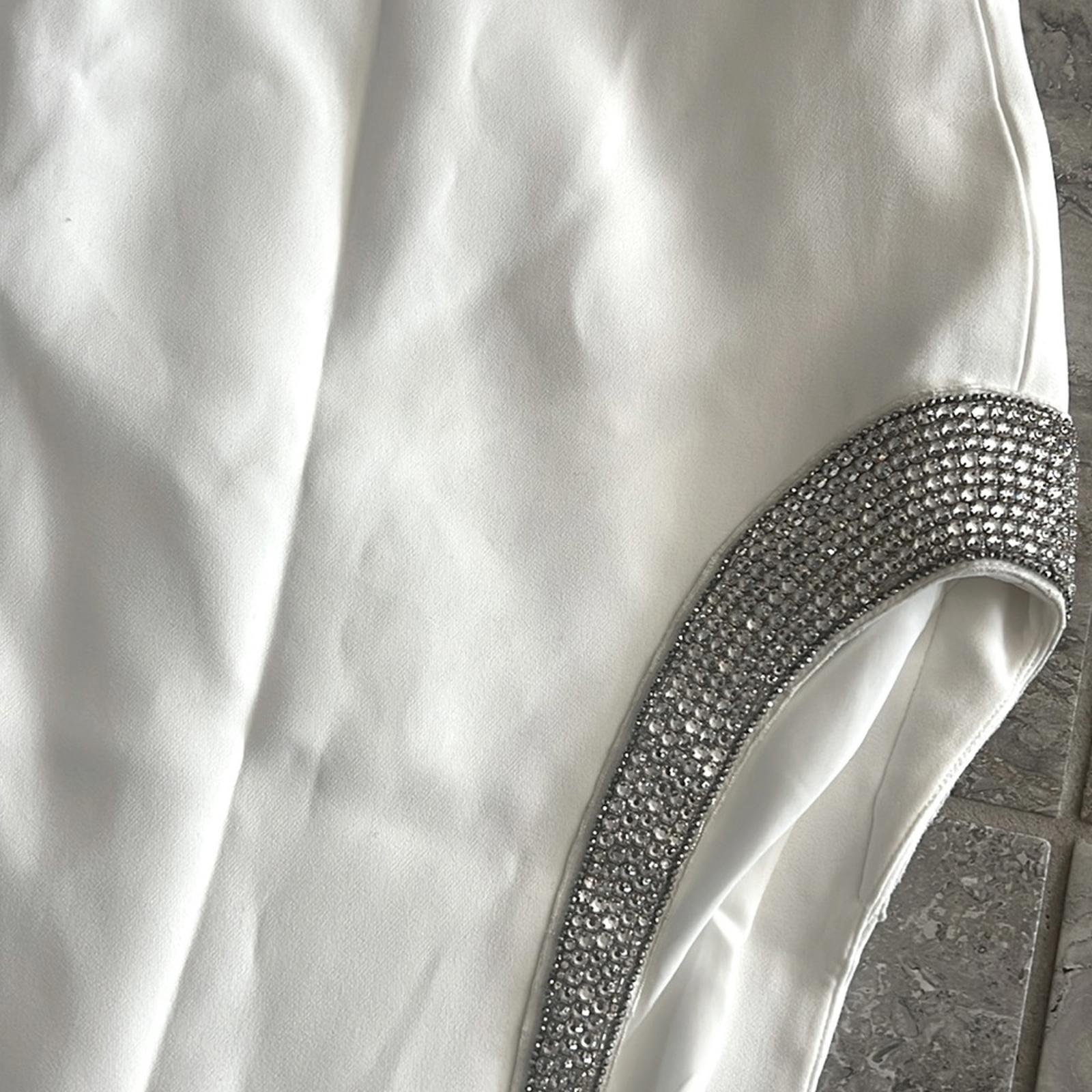 David Koma STRAPLESS Glass Embellished Crystal Trim Dress in White, Size 2 NWT