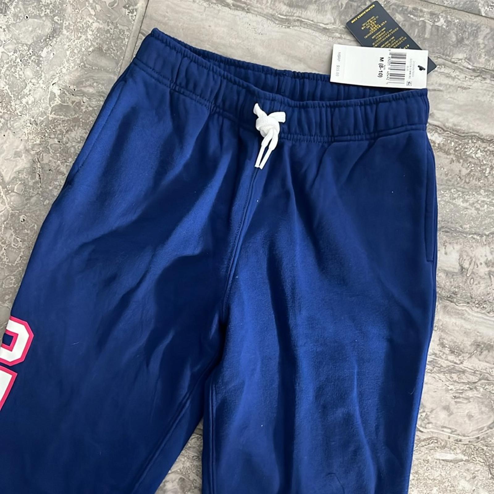 Polo Ralph Lauren Girls' Collegiate Jogger Pants, Blue Size M (8-10) New w/Tag