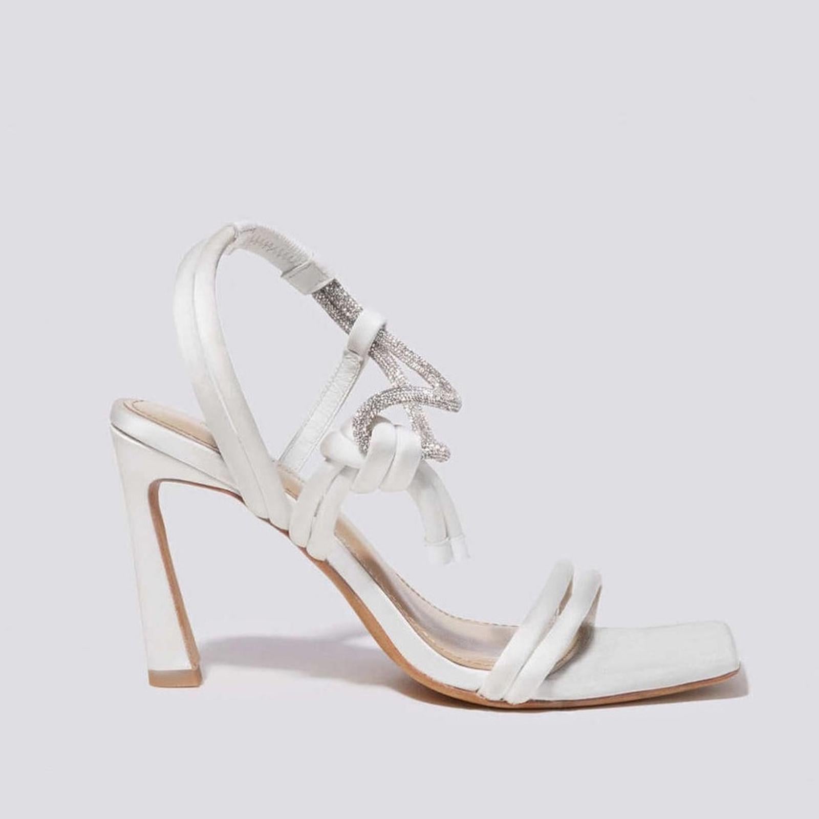 Jonathan Simkhai Revolve Cassie Crystal Strappy Sandal in Ivory, Size EU 41 $595