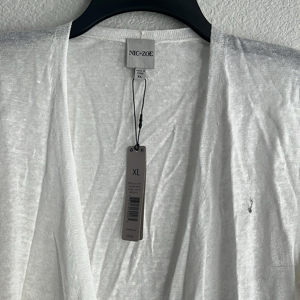 NIC+ZOE Lightweight Four-Way Cardigan in Paper White, NWT, Size XL