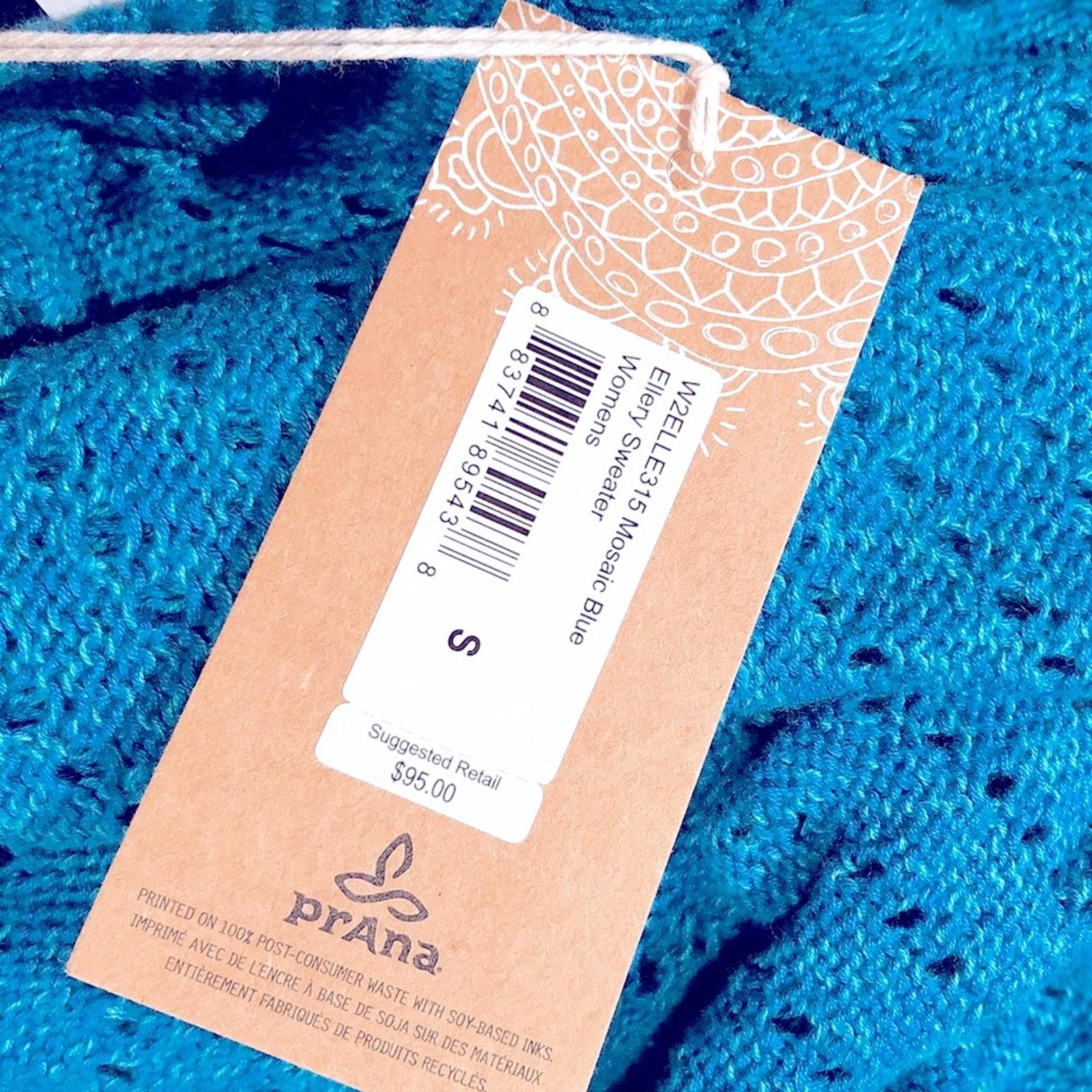 Prana Ellery V-Neck Oversized Sweater in Mosaic Blue, Size S, New w/Tag