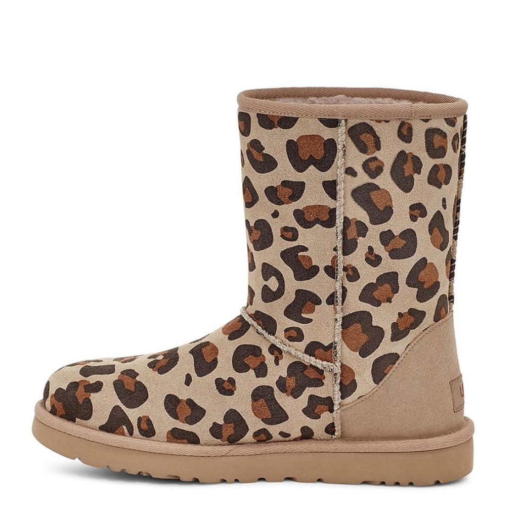 UGG Genuine Sheepskin Lined Leopard Print Boots, Size 7 New in Box
