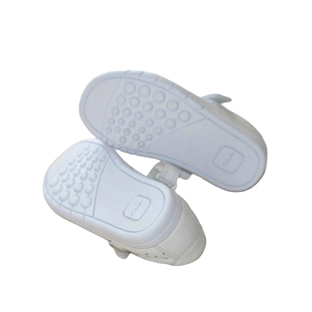 NWT Clarks Kid’s Emery Halo T White Leather Sneakers Girls Size UK 6.5G, US 7W