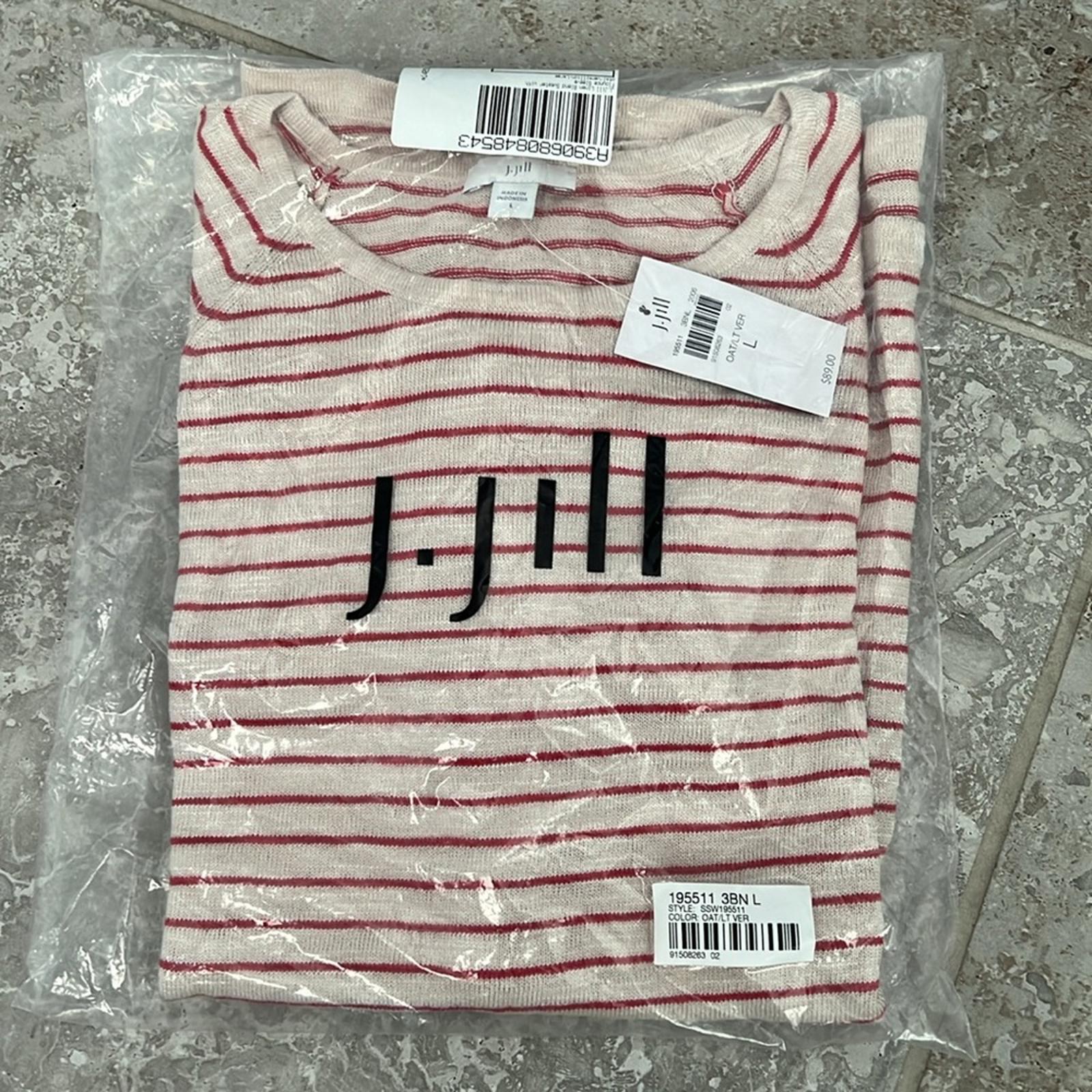 NEW J.Jill Linen Blend Sweater with Flounce Sleeves, Size L New w/Tag