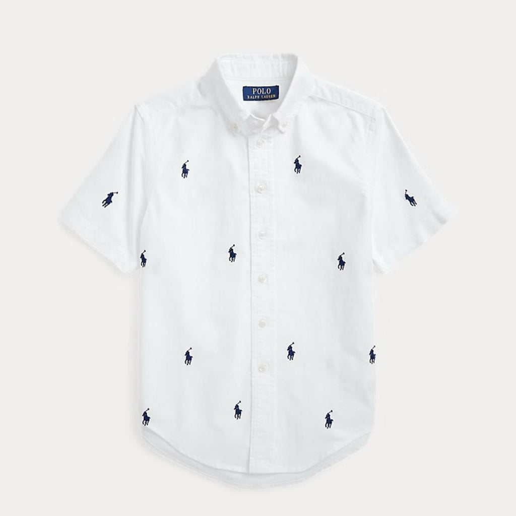 Polo Ralph Lauren Logo Embroidered Oxford Short-Sleeve Shirt Size XL(18-20) NWT