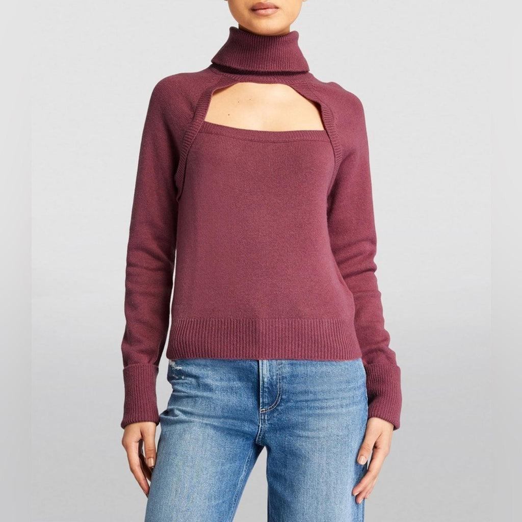 Paige x Revolve Cherise Cut-Out Rollneck Sweater Raspberry Size S NEW w/Tag $249