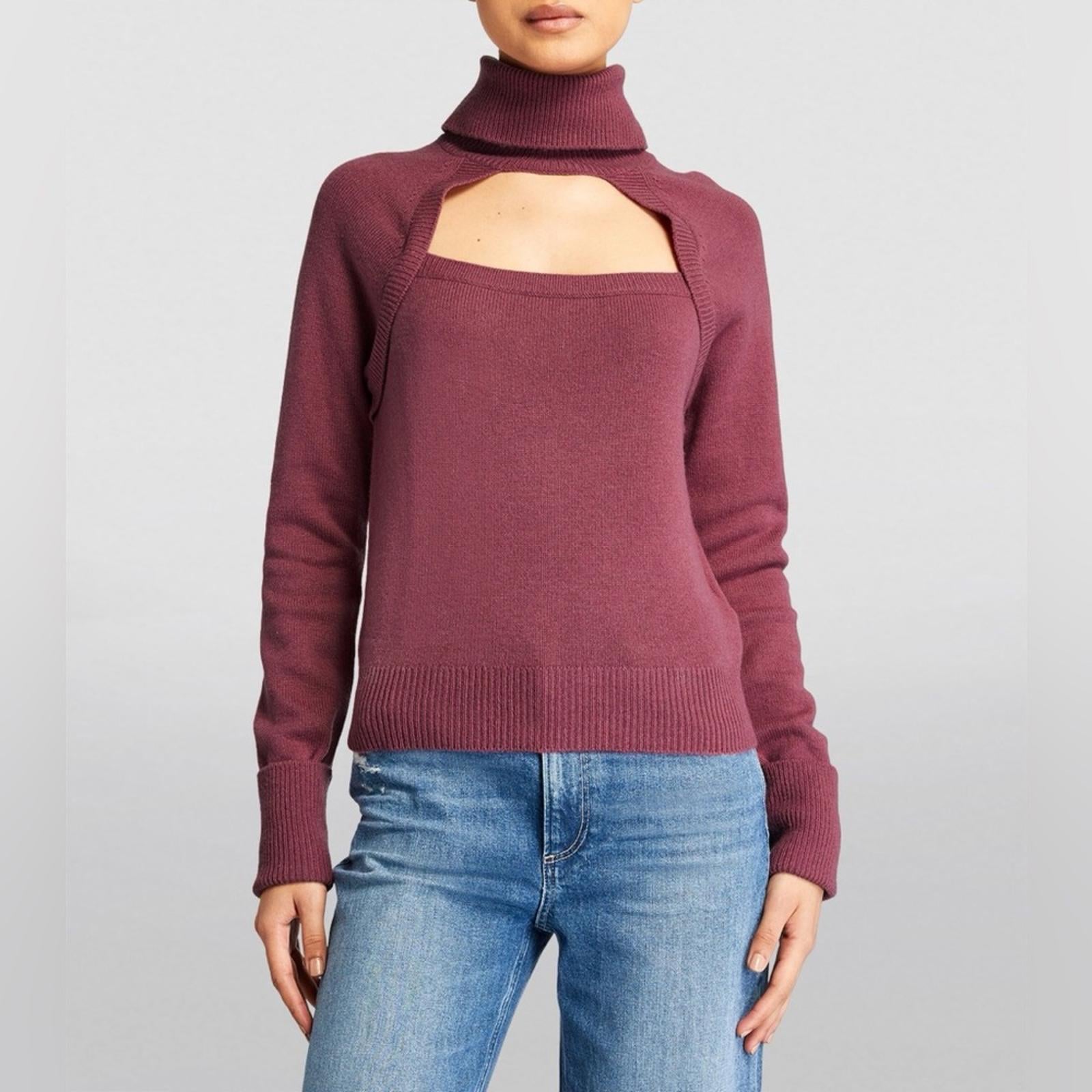 Paige x Revolve Cherise Cut-Out Rollneck Sweater Raspberry Size S NEW w/Tag $249