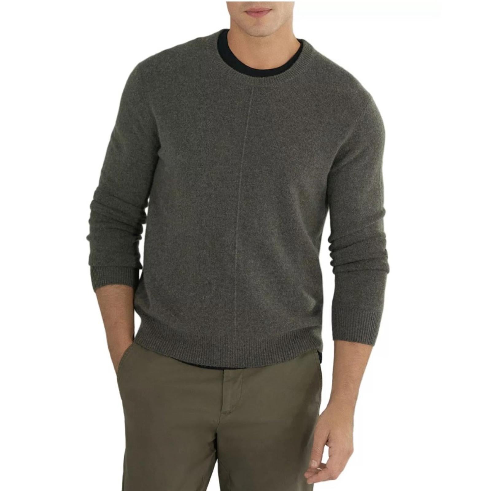 ATM Anthony Thomas Melillo Exposed Seam Cashmere Sweater,Heather Army Size S NWT