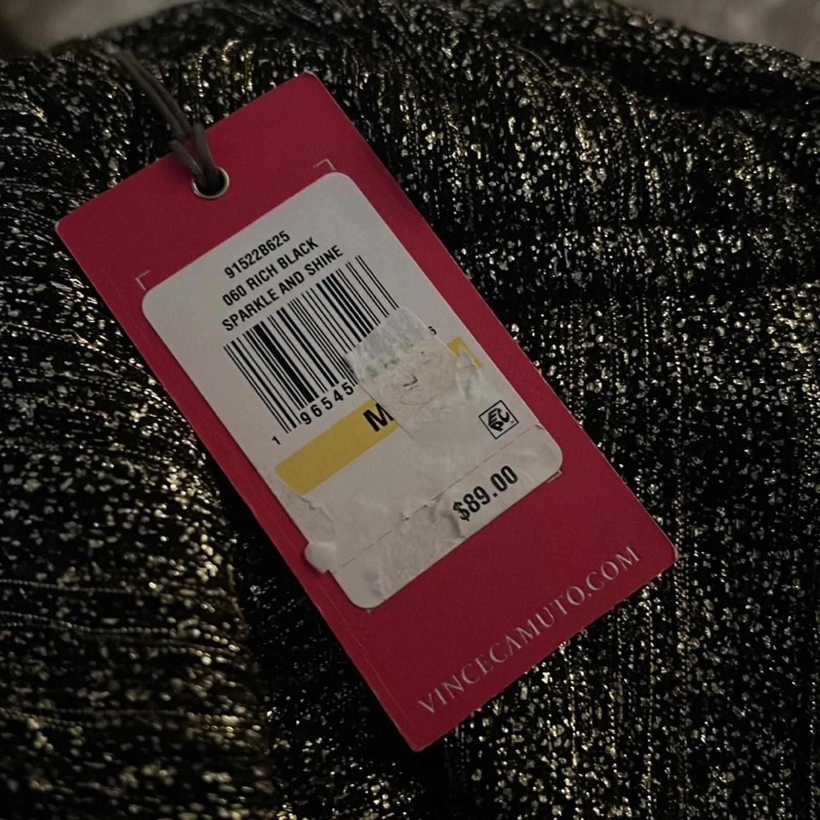 Vince Camuto Metallic Crossover Top, Rich Black Sparkle & Shine Size M New w/Tag