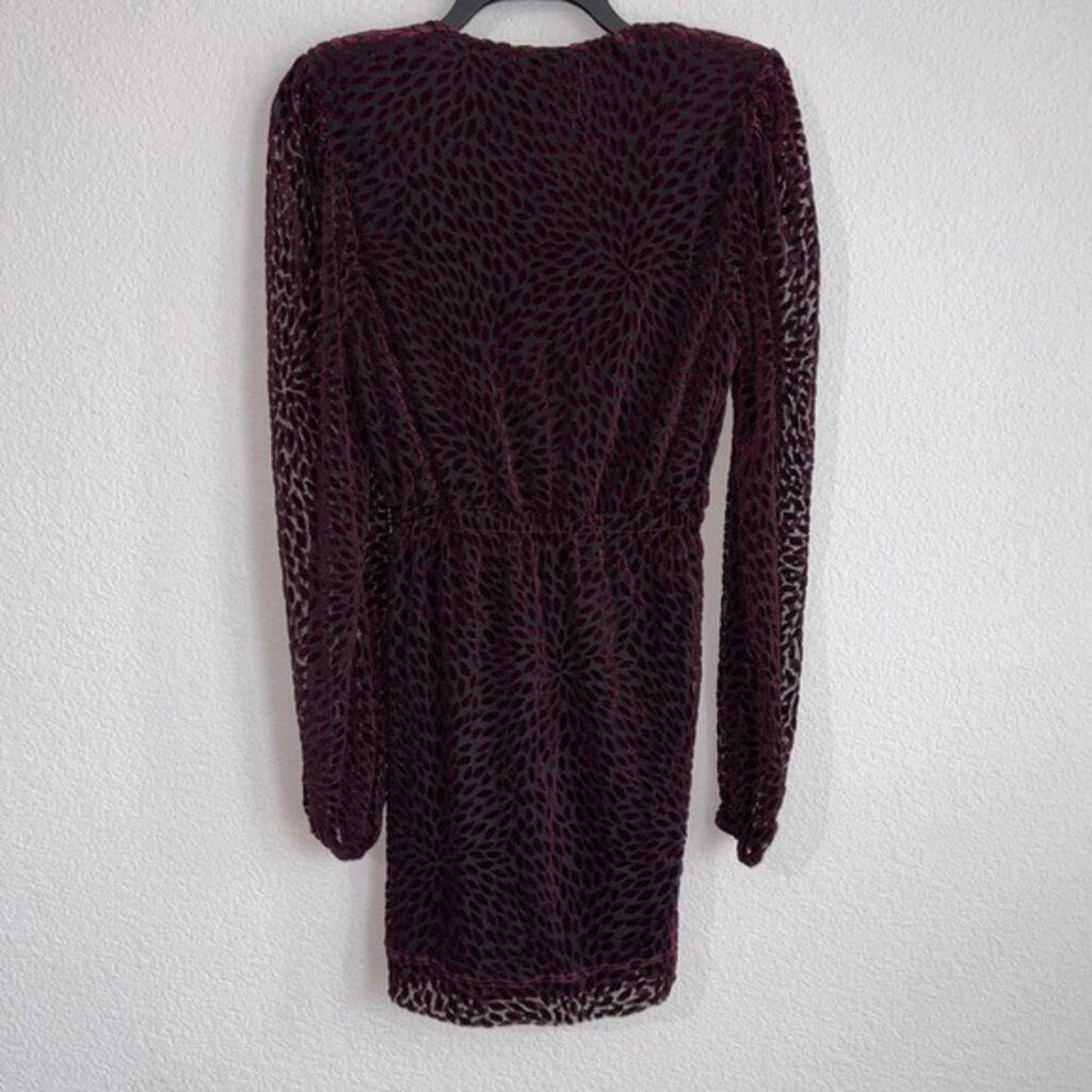 Ramy Brook Aman Mini Dress in Velvet Burnout Print Plum Berry Size XL NWT $395
