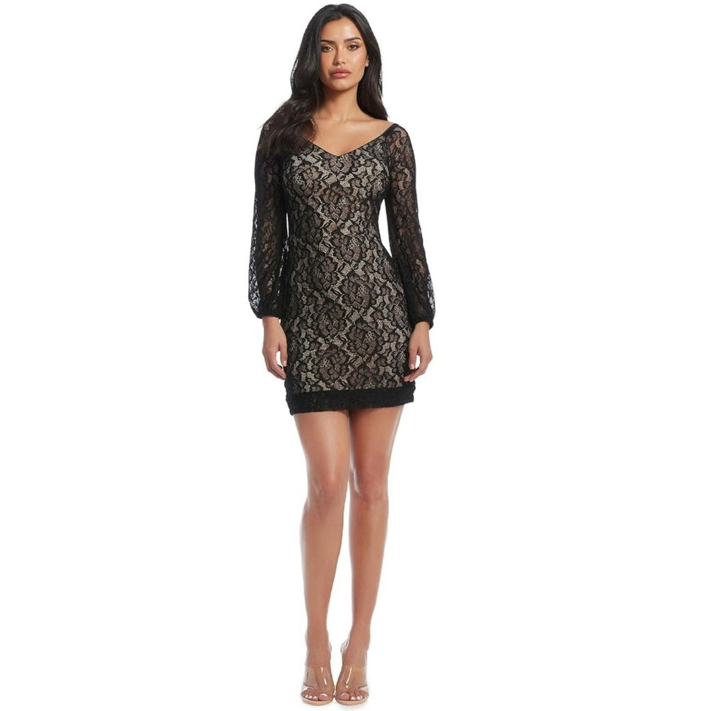 Dress the Population Esperanza Bodycon Mini Dress, Black/Nude Size S EXCELLENT