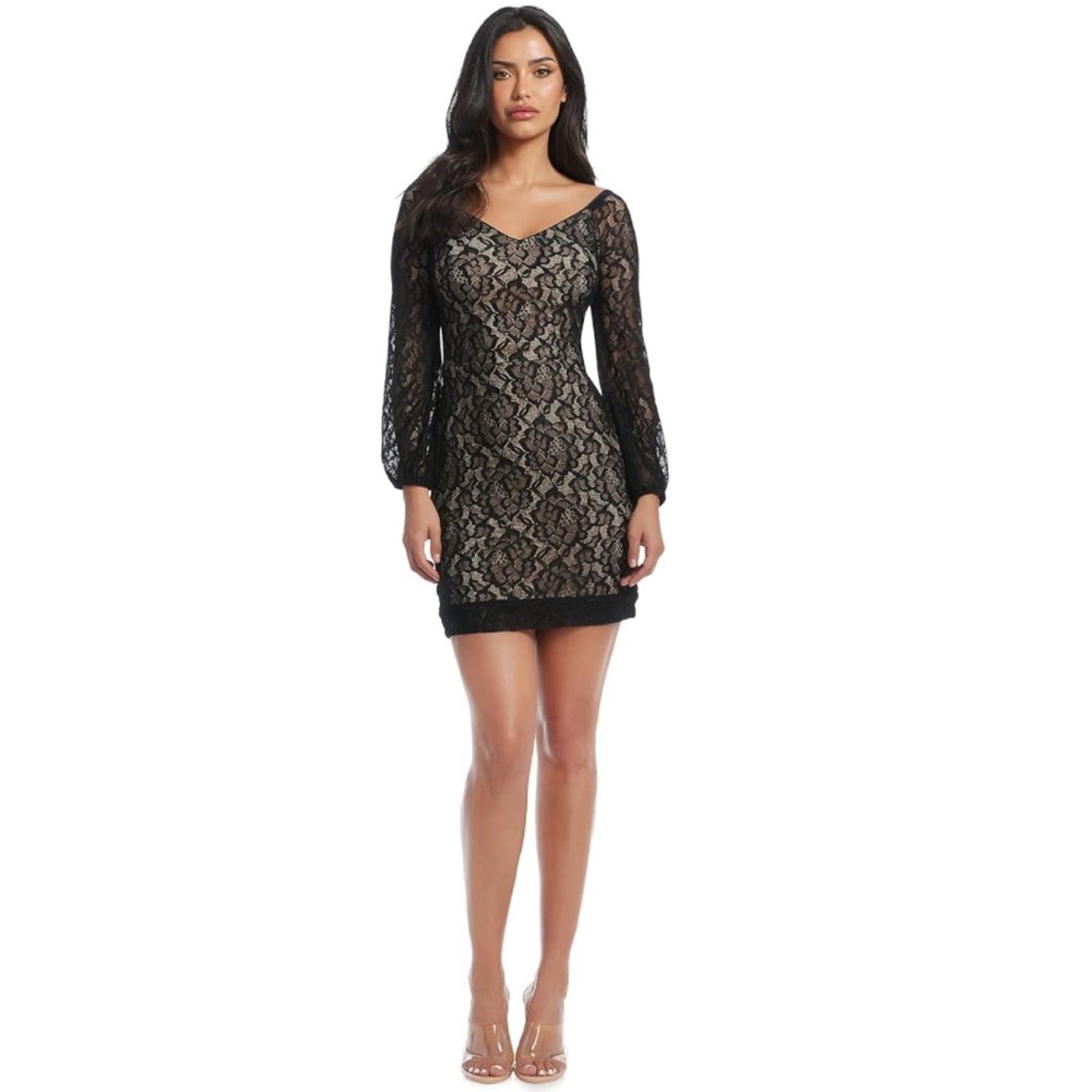 Dress the Population Esperanza Bodycon Mini Dress, Black/Nude Size S EXCELLENT