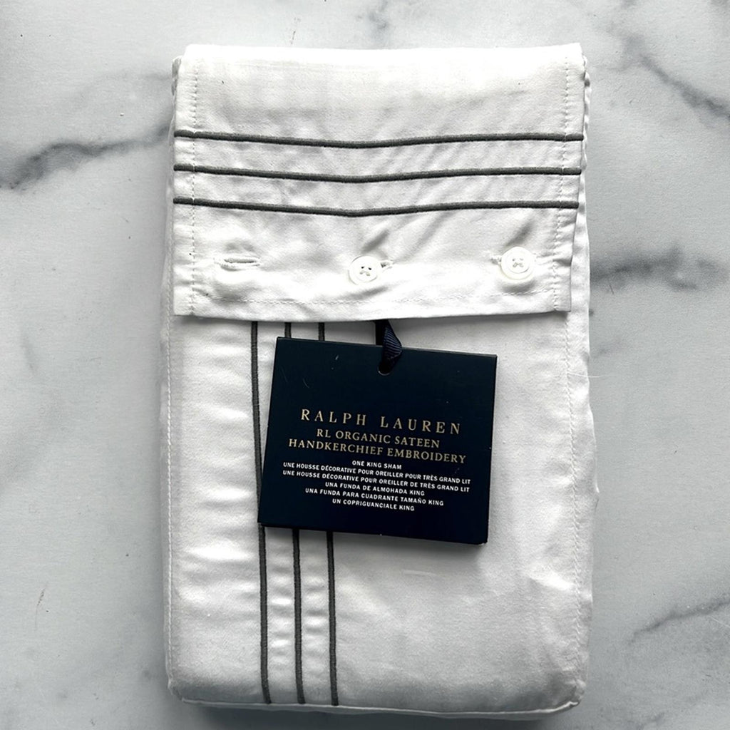 Ralph Lauren Organic Handkerchief King Sham in Graphite, New w/Tag $215