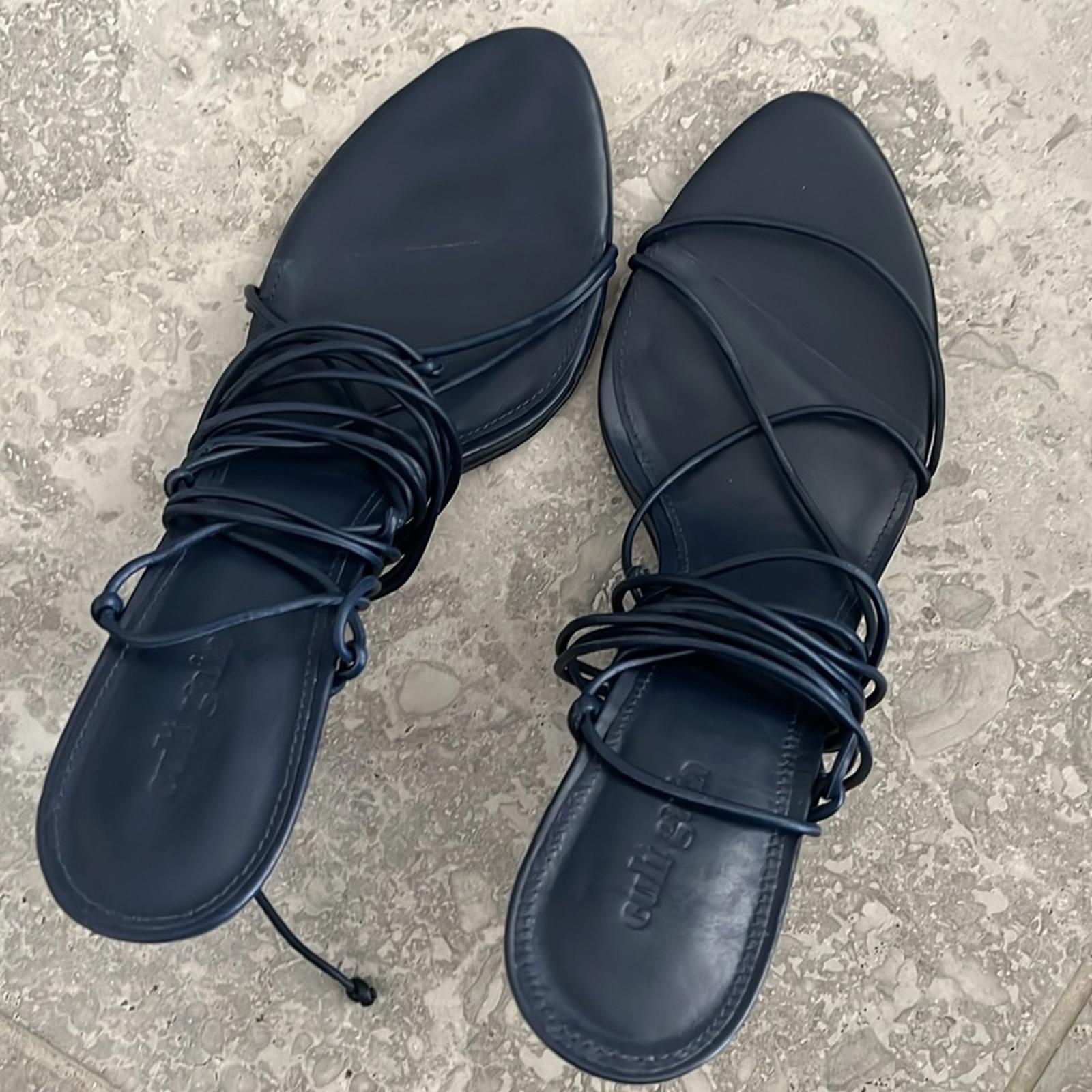 NEW Cult Gaia Soleil Lace Up Strappy Heel Sandals, Navy EU Size 42 Retail $388