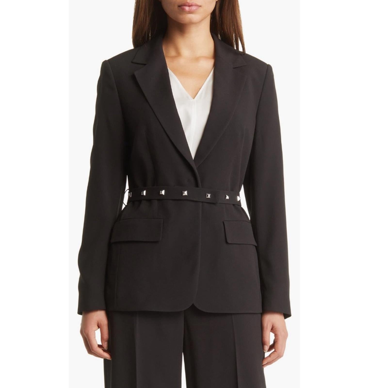 BOSS Jiriva Belted Jacket in Black, Size EU32 | US0 New w/Tag $645 SOLD OUT!