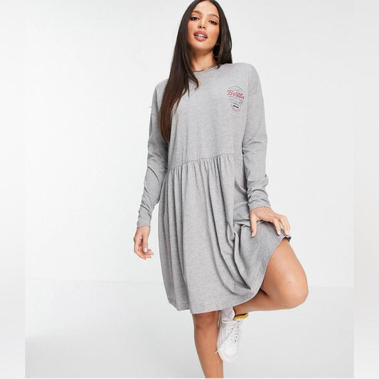 ASOS’ Noisy May Collegiate Motif Jersey Smock Dress, Gray Heather Size XL NWT