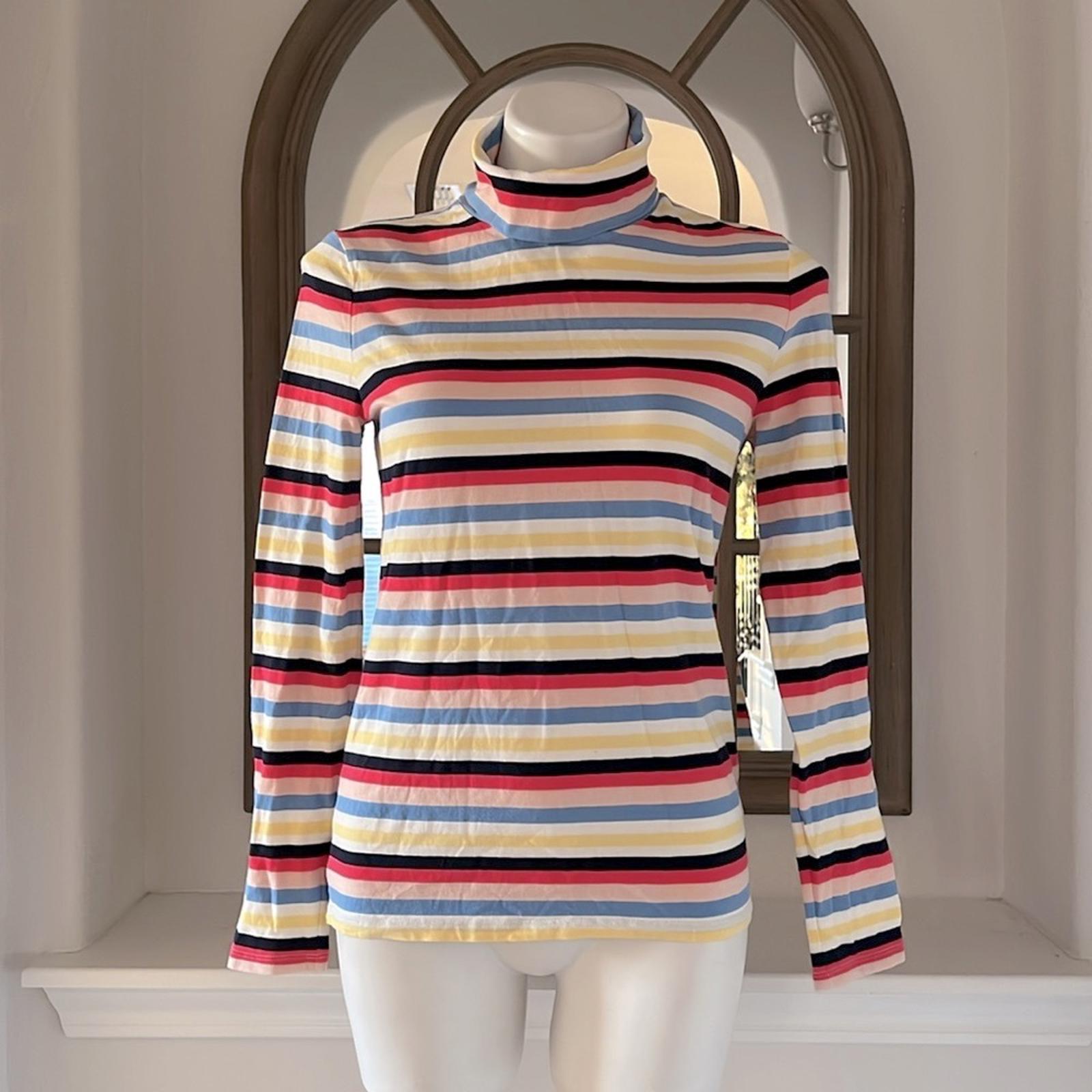 NEW Talbots Colorful Striped Turtleneck Tee, Size Small EXCELLENT!