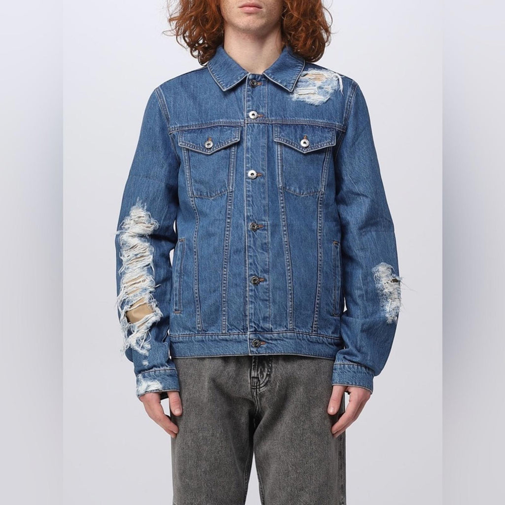 J.W. Anderson Distressed Denim Jacket in Light Blue, Size L New w/Tag 1,050