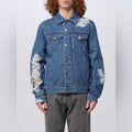 J.W. Anderson Distressed Denim Jacket in Light Blue, Size L New w/Tag 1,050