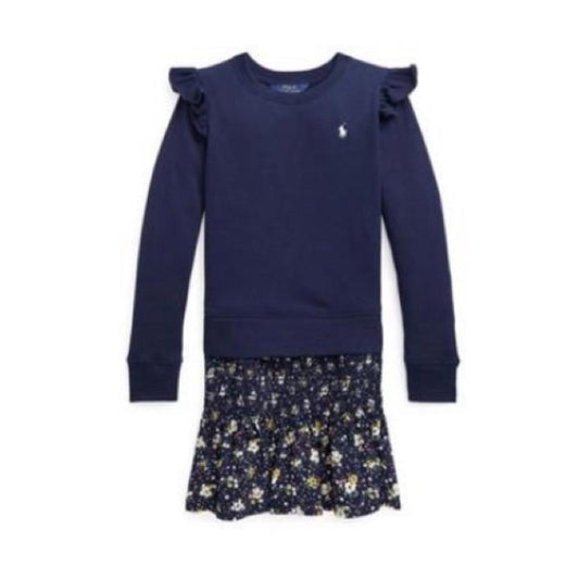 Polo Ralph Lauren Newbury Floral Fleece Sweatshirt Dress Girl’s XL(16) New w/Tag