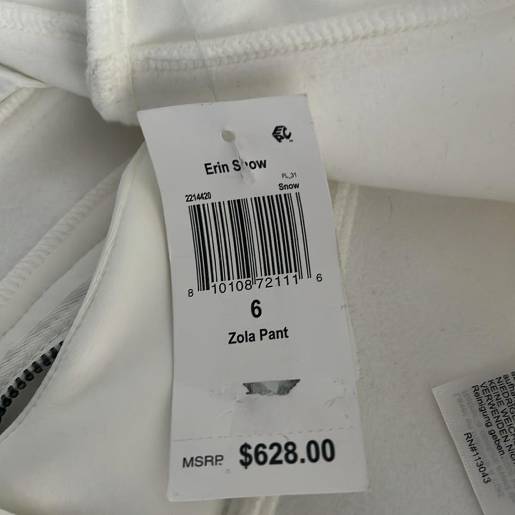Erin Snow Zola Bootcut Pants in White, Size 6 New w/Tag Retail $628