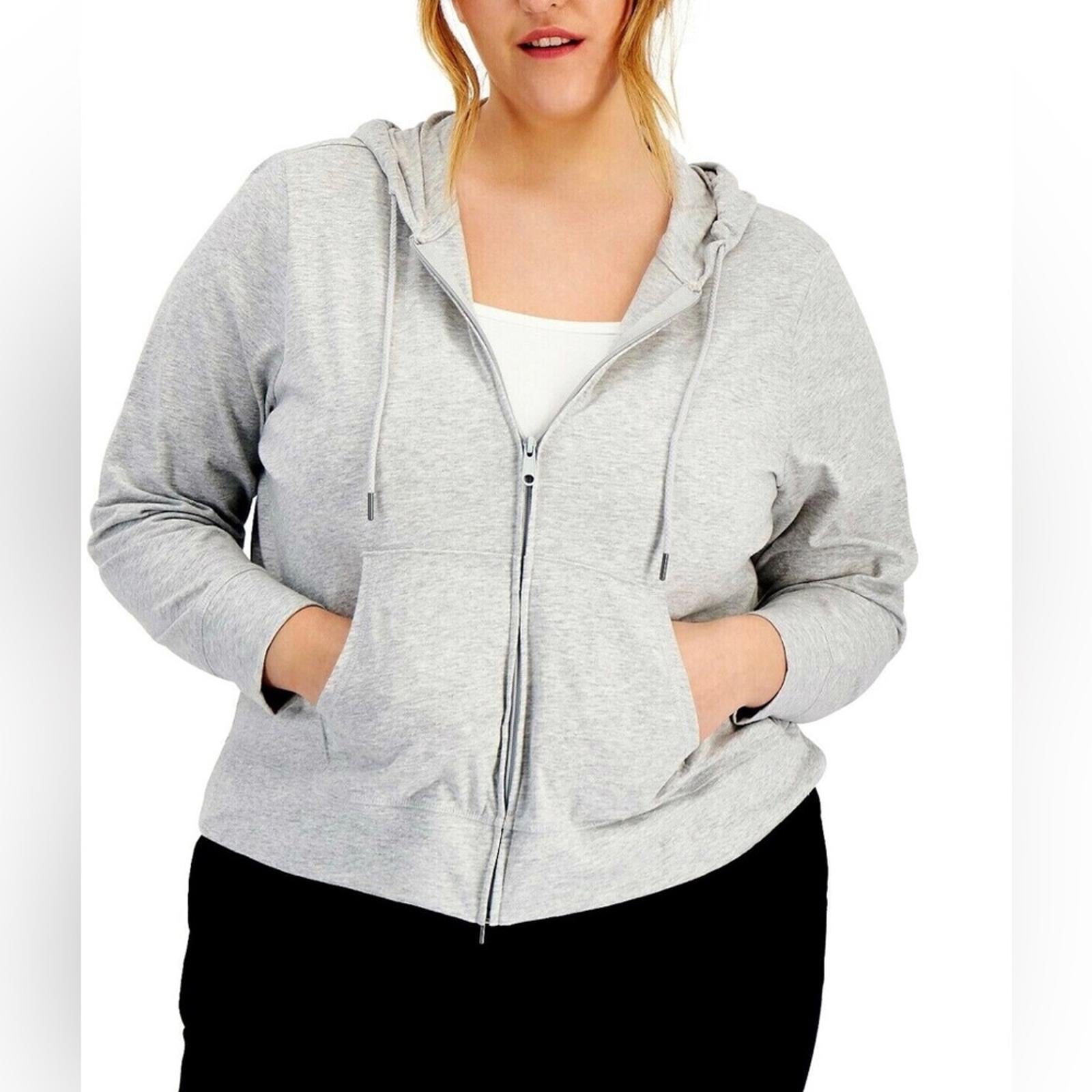 ID Ideology Retro Recycled Full Zip Jacket Heather Grey Plus Size 3X New w/Tag