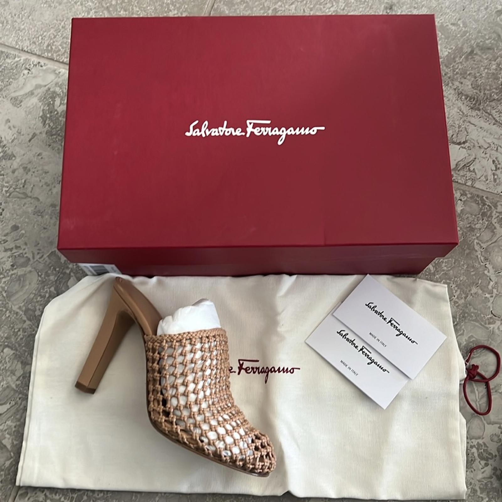 NEW Salvatore Ferragamo Ellas X5 Evening Woven Heels, Clogs Size 6 Retail $1,050
