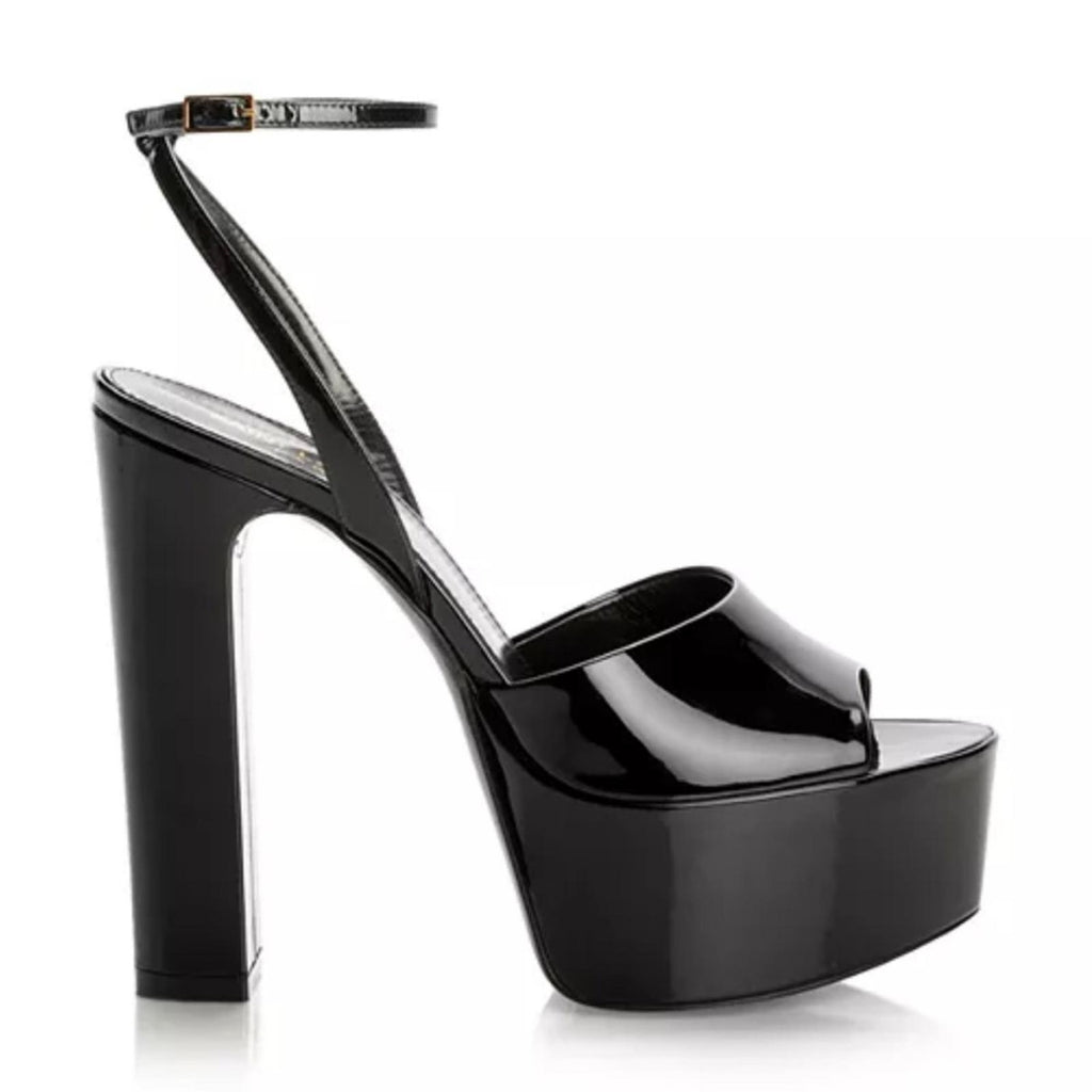 Saint Laurent Jodie Platform High Heel Sandals Black, Size 40 (SV 701788) NWT