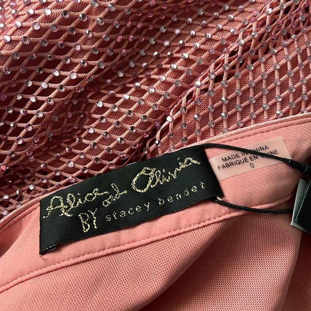 Alice + Olivia Michele Mesh Cutout Gown in Rose, Size 0 New w/Tag Retail $995