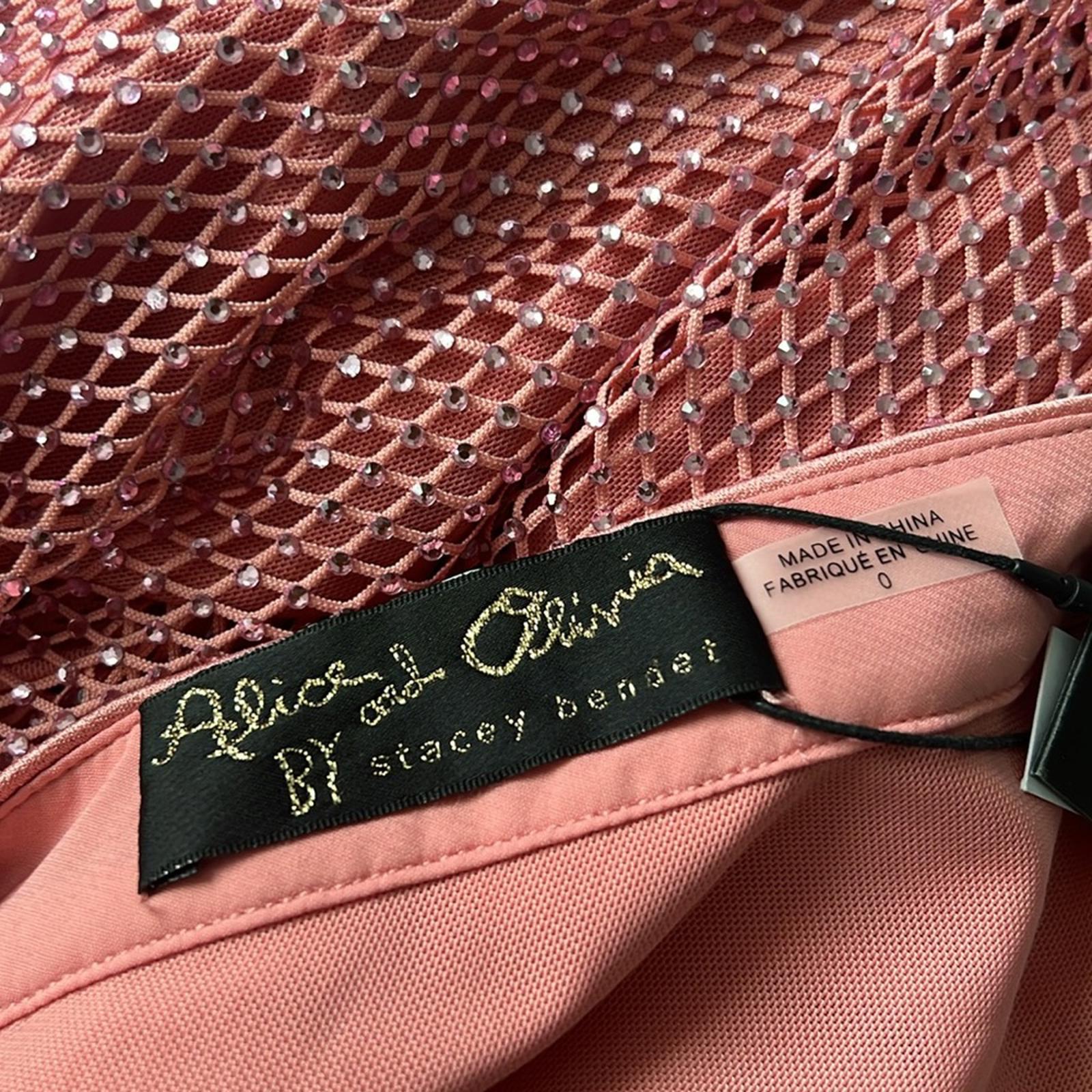 Alice + Olivia Michele Mesh Cutout Gown in Rose, Size 0 New w/Tag Retail $995
