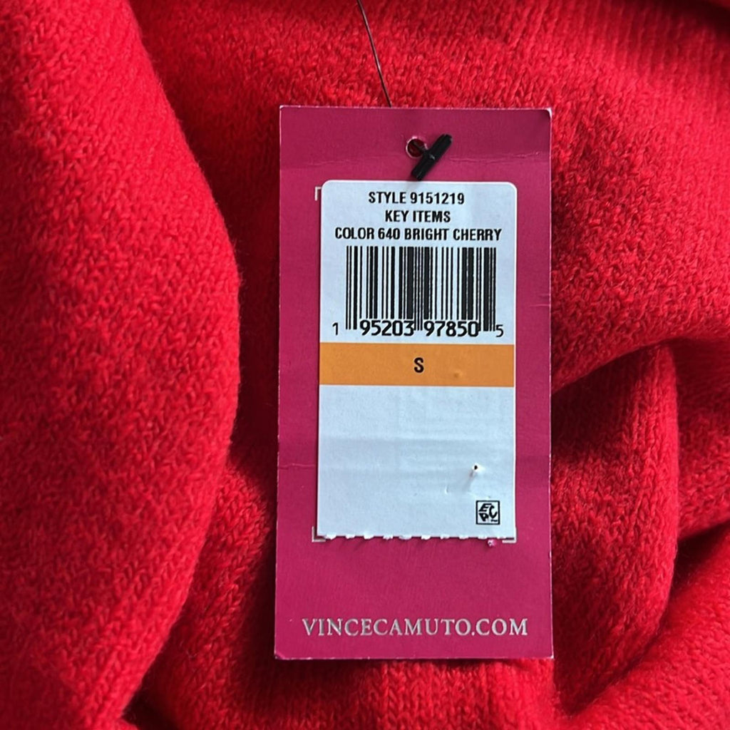 Vince Camuto Cozy Long Sleeve Extend Shoulder Sweater, Bright Cherry Size S NWT