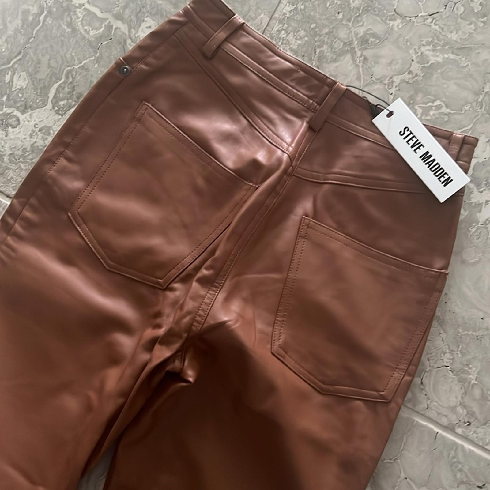 Steve Madden Josie Faux Leather Pants in Cognac/Brown, Size 25 New w/Tag