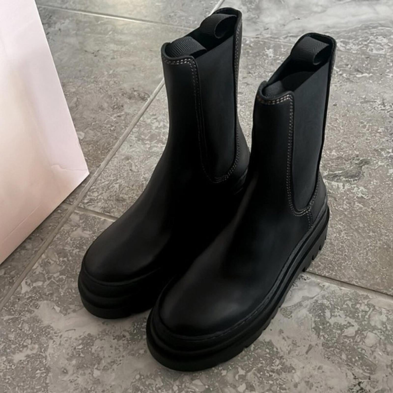 Loeffler Randall Carlota Pull On Chelsea Boots in Black, Size 6.5 New in Box