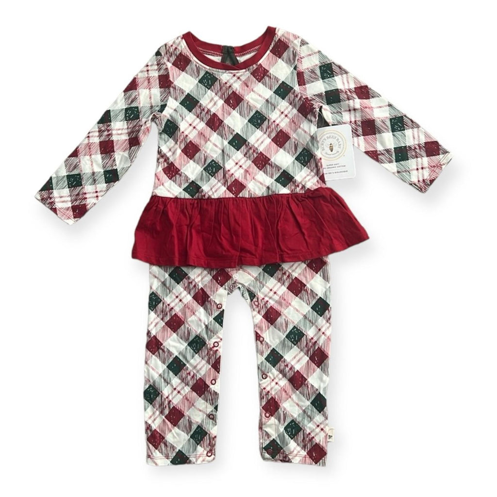 Burt's Bees Baby Girls Long Sleeve Ruffle Bottom One Piece Jumpsuit Size 18M NWT