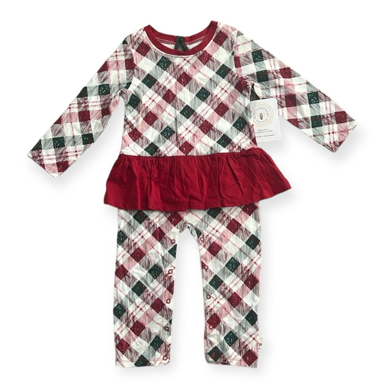 Burt's Bees Baby Girls Long Sleeve Ruffle Bottom One Piece Jumpsuit Size 18M NWT