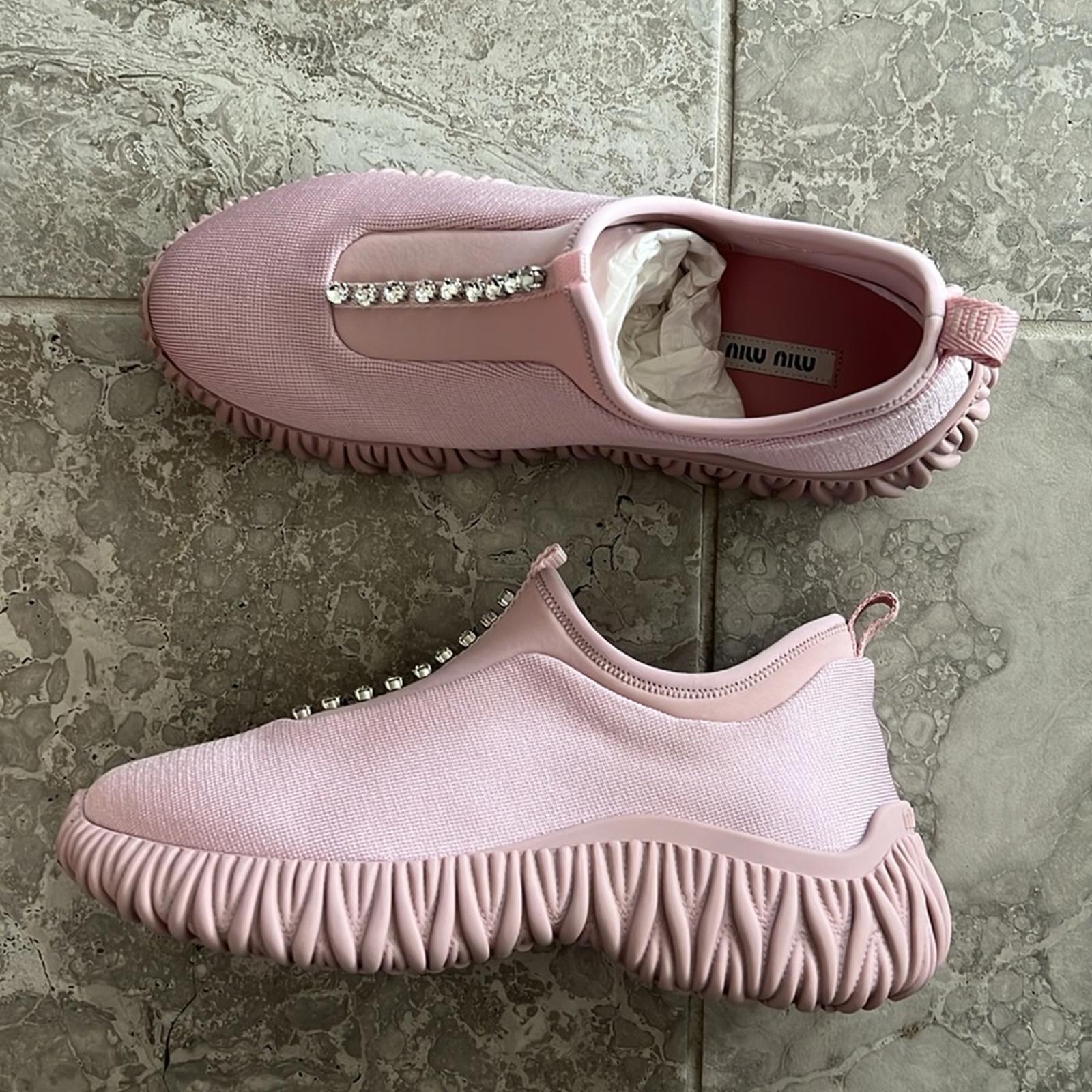 Miu Miu Crystal-Embellished Low Top Sneakers, Size 39.5 New in Box SOLD OUT!