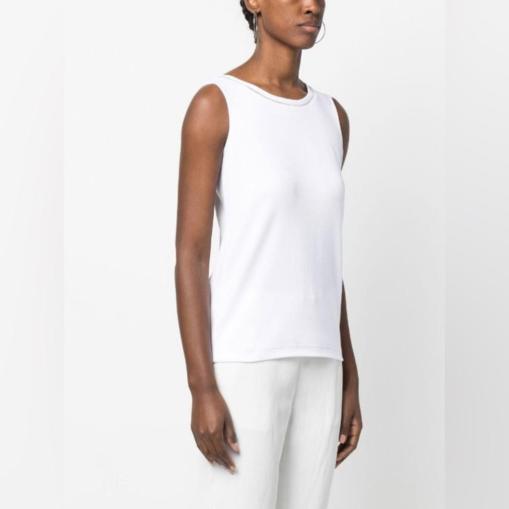 Fabiana Filippi Ball-Chain Trim Tank Top in White, Size XS New w/Tag