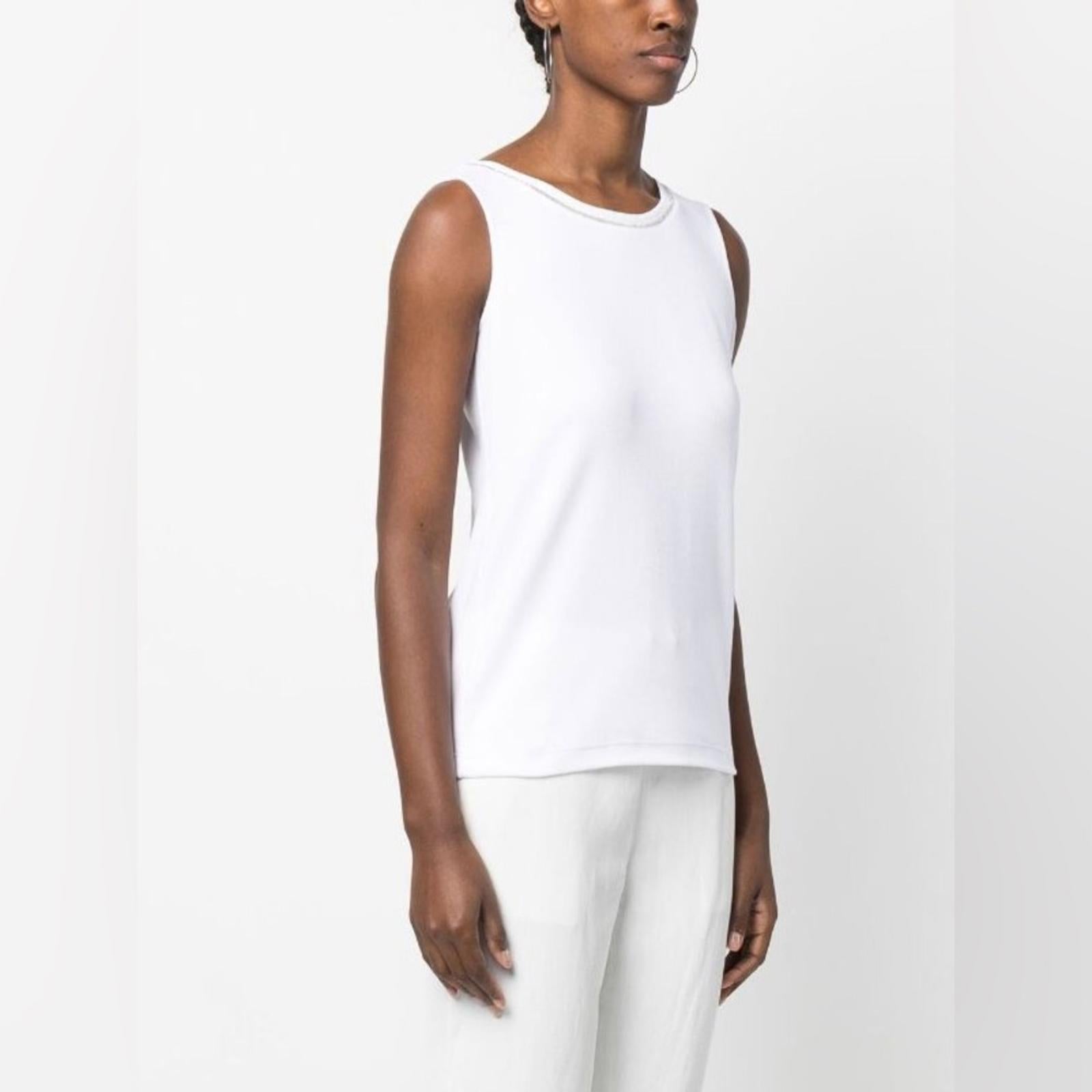 Fabiana Filippi Ball-Chain Trim Tank Top in White, Size XS New w/Tag