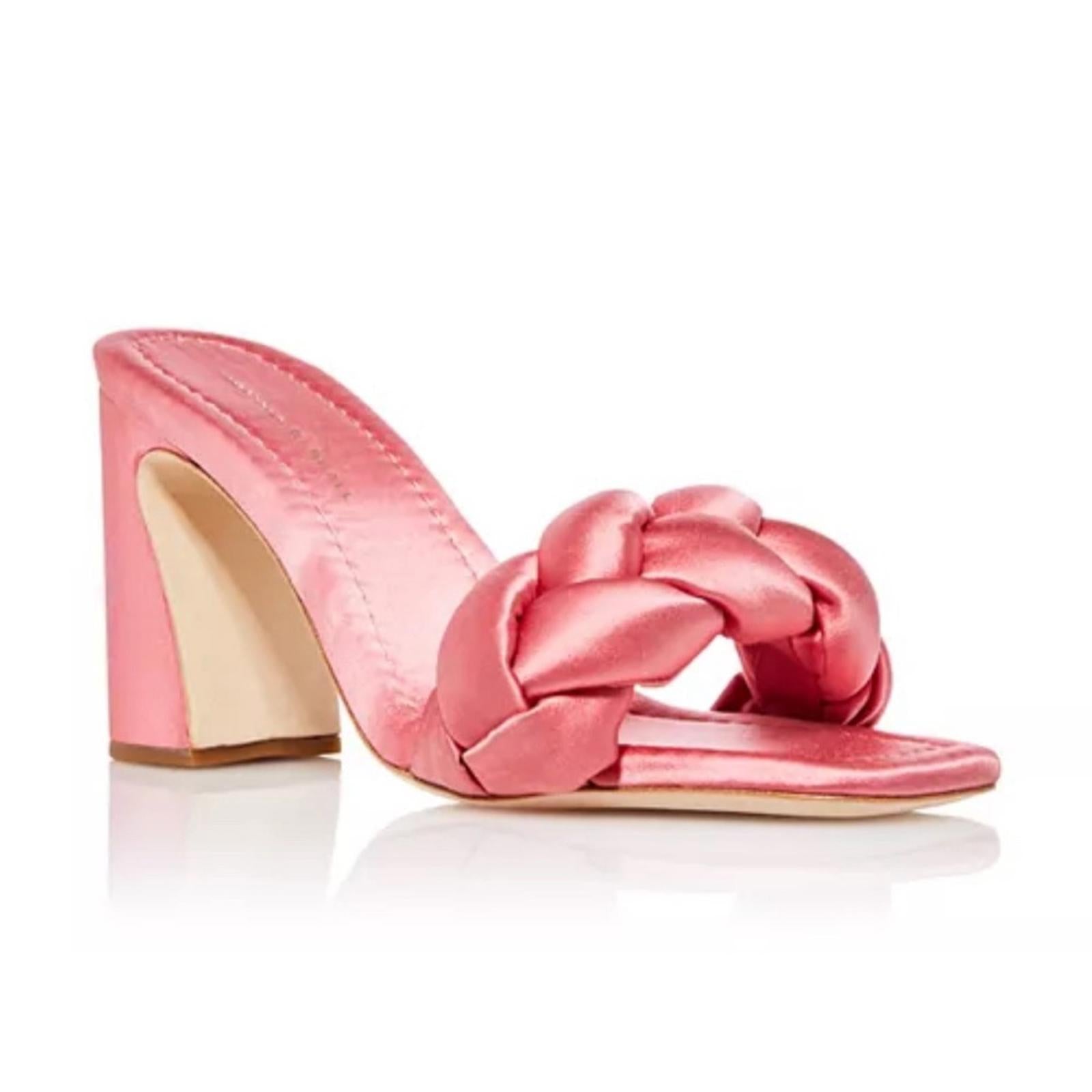 Loeffler Randall Freya Braided Curved Heel Sandals Bubblegum, Size 11 New in Box