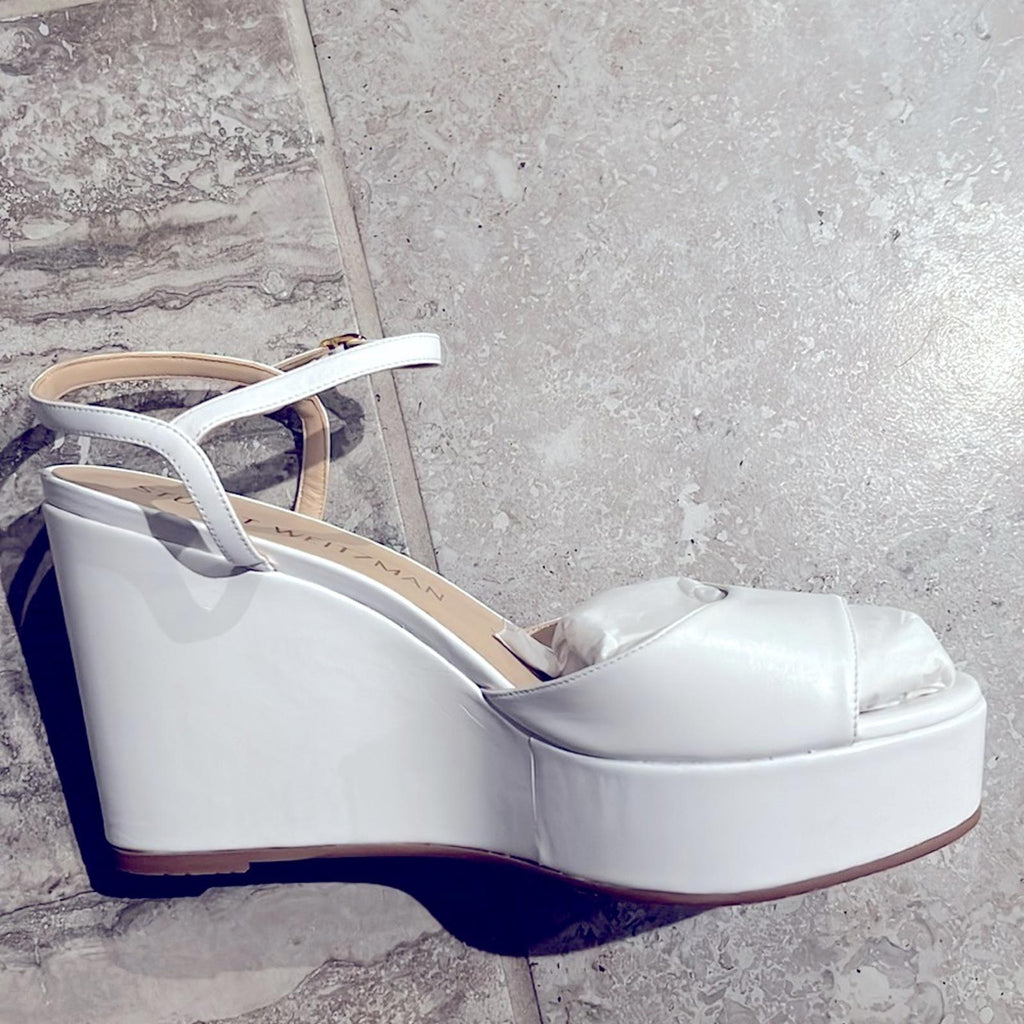 Stuart Weitzman Palmina Leather Ankle Strap Sandals White, Size 11 New +Dust Bag