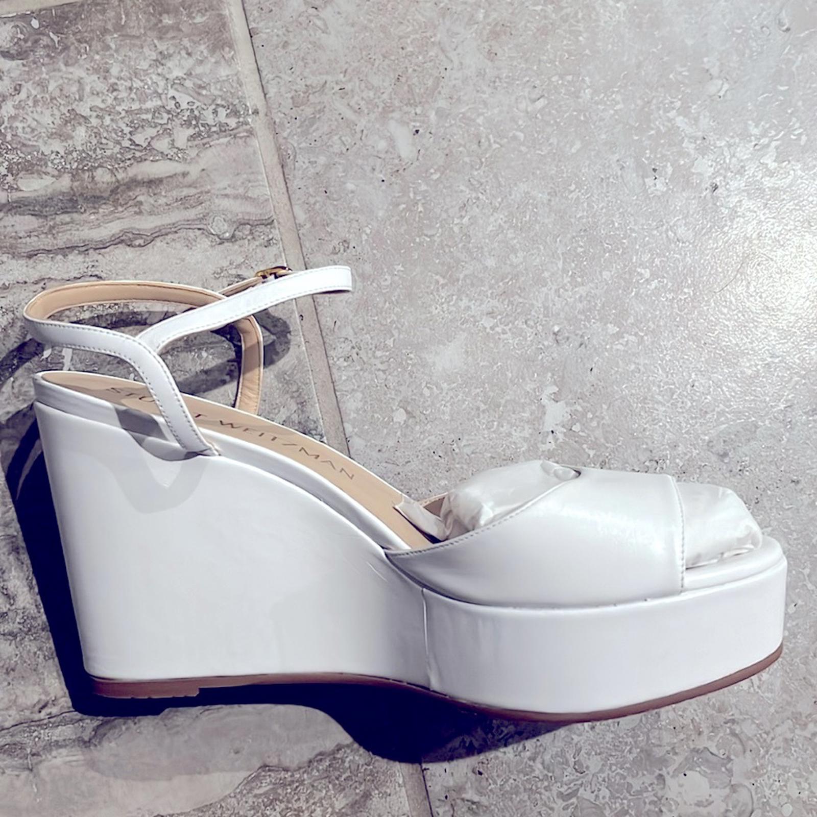 Stuart Weitzman Palmina Leather Ankle Strap Sandals White, Size 11 New +Dust Bag