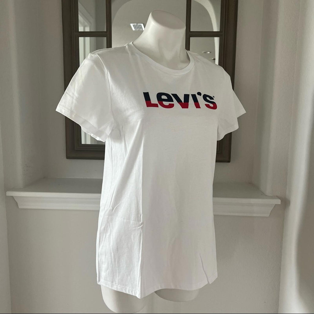NWT Levi’s White Graphic Print T-Shirt Cotton Tee Size L New w/Tag