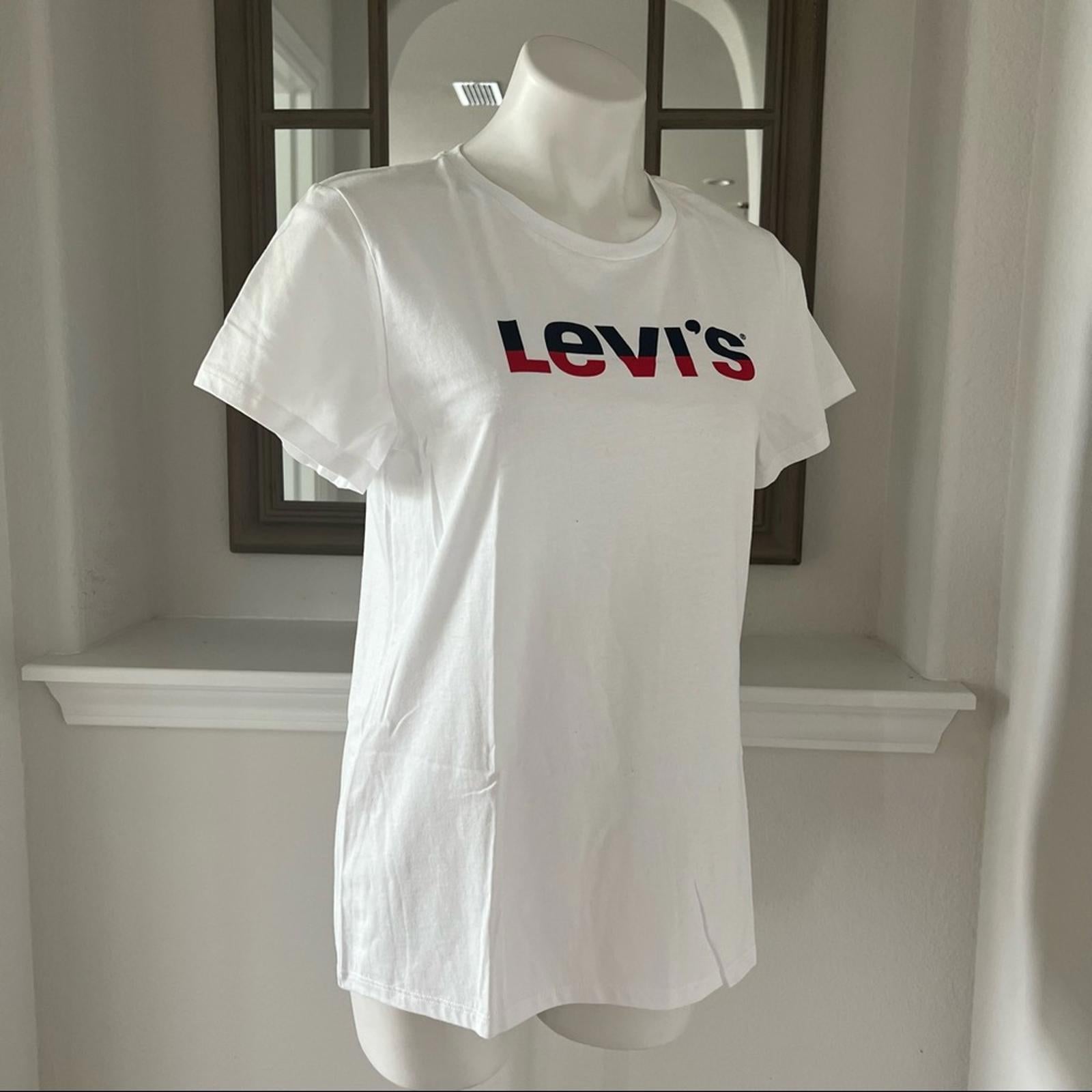 NWT Levi’s White Graphic Print T-Shirt Cotton Tee Size L New w/Tag