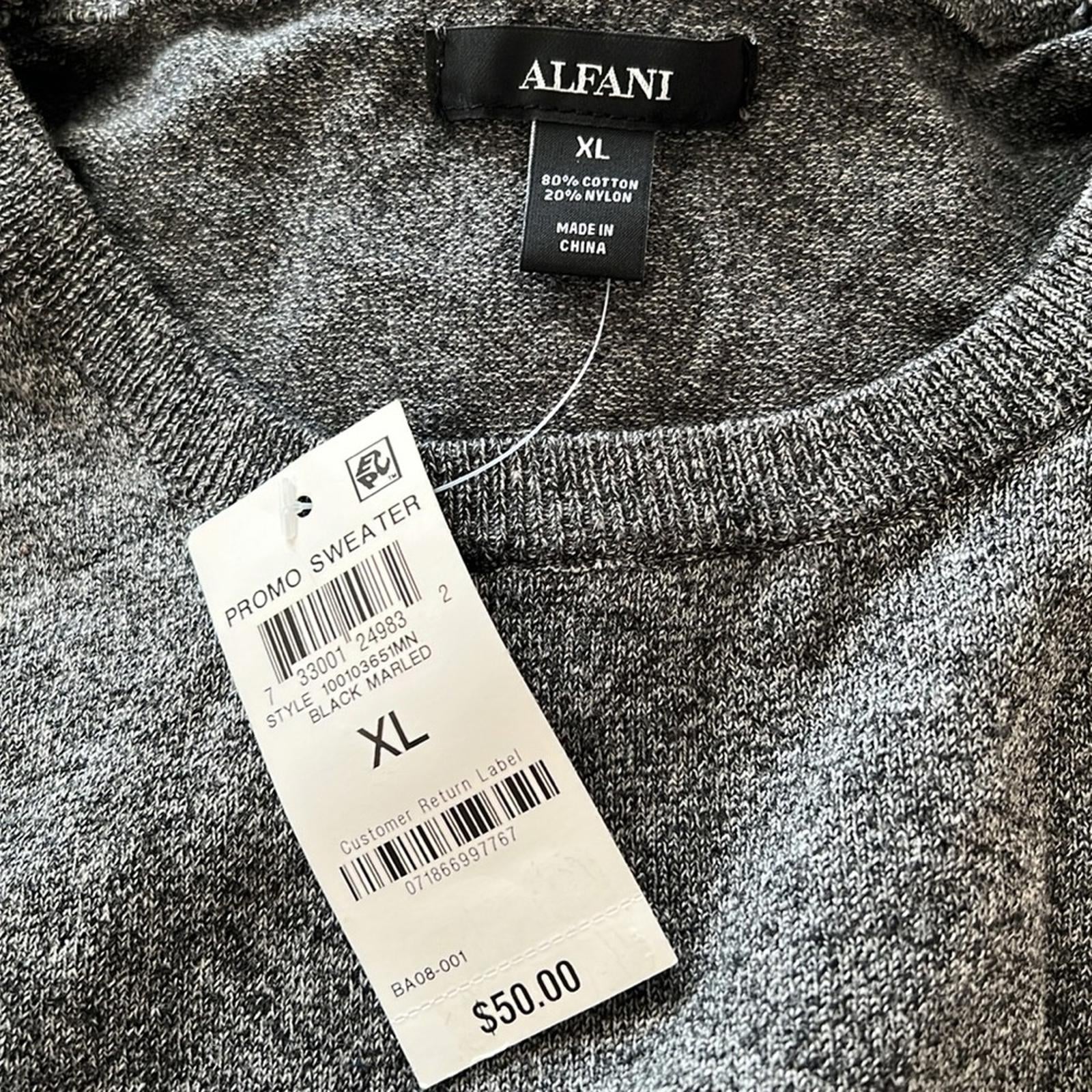 Alfani Black Marled Crewneck Sweater, Size XL New w/Tag
