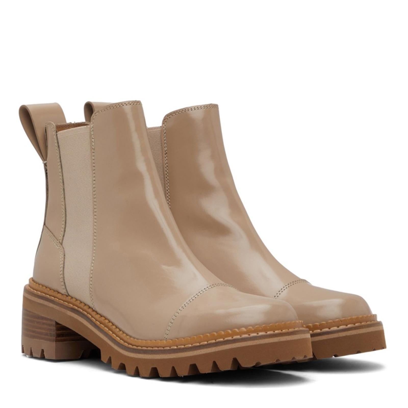 See by Chloé Mallory Chelsea Boots in Beige, Size 39 NEW + DustBag