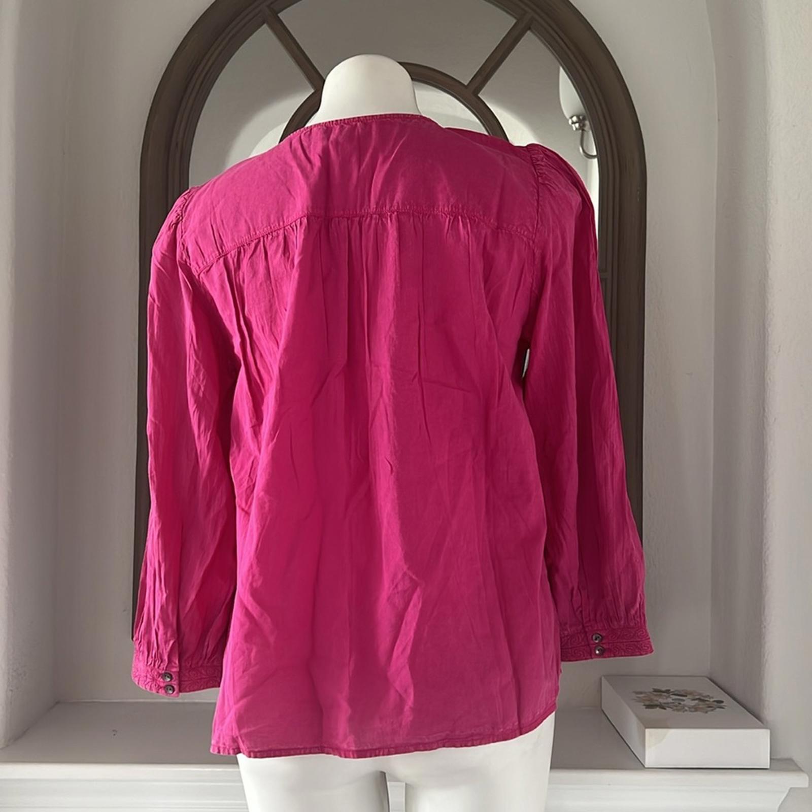 Ba&Sh ILO Hot Pink Fuchsia Embroidered Babydoll
Pullover Blouse Size M New w/Tag