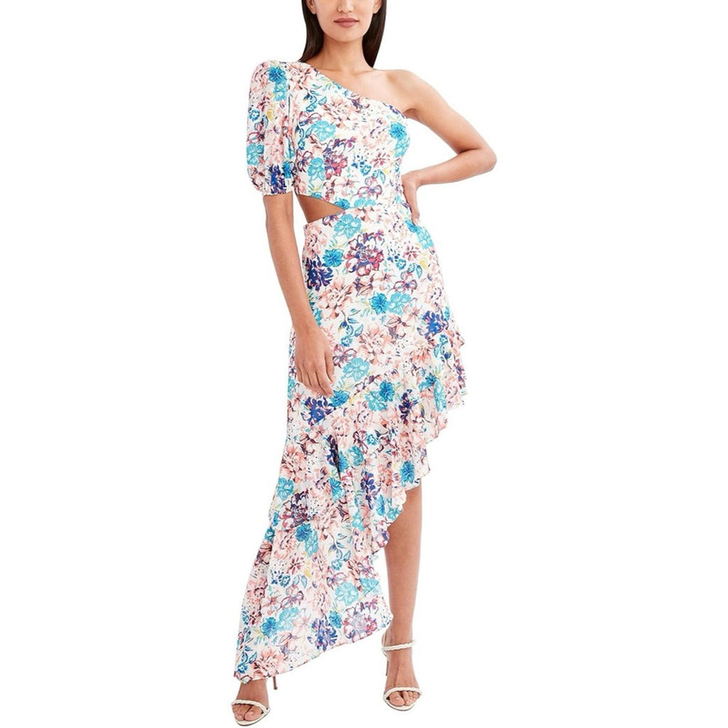 BCBGMaxazria One-Shoulder Floral Print Dress w/Asymmetric Hem Size 8 NWT $358
